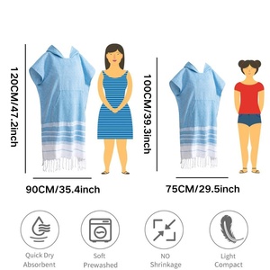Toalla de Playa con Capucha Grande para Adultos, con Diseño de Diamantes y Logotipo Personalizado, Poncho de Surf a Rayas, Bata de Cambio de Algodón Turco - Product Image 4