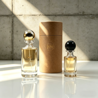 Vente en gros de flacons de parfum en verre cylindriques de luxe HANMING HH-030, 30 ml/50 ml/100 ml, bouchon en plastique sérigraphié givré, fabriqué en Chine
