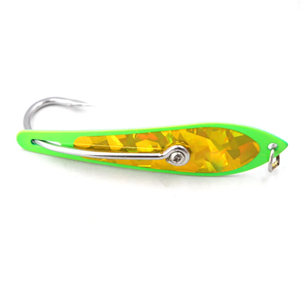 Single double hook Casting Metal Fishing Lure Artificial Hard Bait Spoon Lures