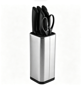 7 PCS Kitchen <b>Knife</b> <b>Set</b> Stainless Steel Black Non Stick Coated <b>Knives</b> with Stainless Steel <b>Knife</b> Block and Kitchen Scissors - Product Image 1