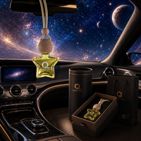 Flacon diffuseur de parfum de voiture en verre transparent en forme d'étoile, vide, recyclable, de luxe, 9 ml, avec bouchon en bois