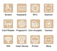 Borne de Paiement Libre-Service Multifonctionnelle 15,6 Pouces avec Accepteur de Billets, Monnayeur, Lecteur de Cartes de Crédit et Codes QR