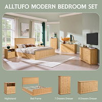 Commode moderne à 7 tiroirs réglables avec structure en acier pour chambre à coucher, 48 pouces de hauteur, chêne naturel