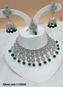Ensemble de bijoux Kundan traditionnels indiens plaqués argent, collier et boucles d'oreilles de mariée tendance, bijoux ethniques en cuivre pour femmes - Product Image 3