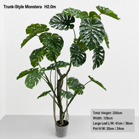 Grande plante artificielle Monstera de 200 cm, arbre tropical réaliste avec pot pour la décoration intérieure des halls d'hôtel et des salles d'exposition
