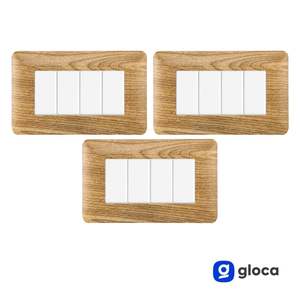 แผ่นสวิตช์ติดผนังโกลก้า 4 ทาง พลาสติก โครงไม้สีเข้ม ติดตั้งง่าย แพ็ค 3 ชิ้น - Product Image 2