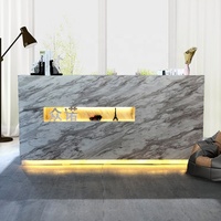 Comptoir de réception moderne et simple pour spa, comptoir en pierre blanche, petit comptoir de bar, salon de beauté, boutique, configuration avec comptoir