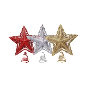 Décoration de sapin de Noël en forme d'étoile 3D en métal, étoile creuse à paillettes pour Noël - Product Image 1