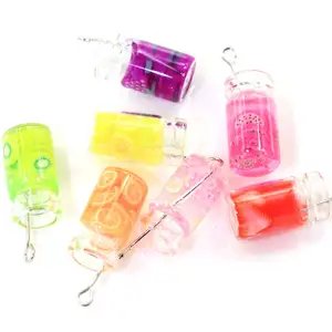 透明水果饮料玻璃瓶彩色果汁松散树脂珠，用于工艺装饰或装饰