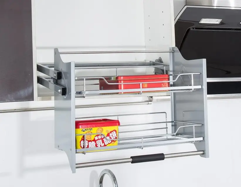 Mutfak dolabı paslanmaz çelik çekmece depolama organizatör sepet toplayıcı çift aşağı çekin sepeti