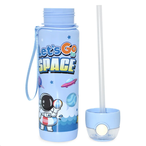Livraison gratuite articles 700ml mignon créatif fantaisie enfant dessin animé bouteille d'eau en plastique avec paille bouteille en plastique avec couvercle et corde - Product Image 5
