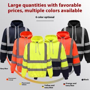 FORTE erkek Polyester kapüşonlu kazak Sweatshirt ANSI sınıf 2 yüksek görünürlük turuncu/sarı/siyah sıcak yansıtıcı güvenlik Hoodie - Product Image 2