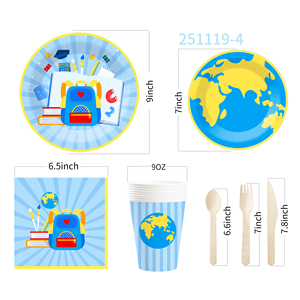 Assiettes, gobelets et serviettes à thème de remise de diplôme DAMAI – Assiettes en carton jetables pour fête de remise de diplôme, fournitures de fête, décorations, pour 8 personnes - Product Image 5