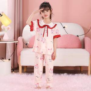 Pijamas de Verano para Niñas, Estampado Animal, Transpirables, Manga Corta, Poliéster/Algodón, 13 Colores, Tallas 10-20 - Product Image 6