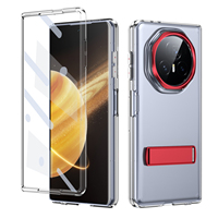 Accessoires pour smartphone transparents Étui de téléphone pour Honor Magic V5 V3 VS3 avec film en verre Support intégré Protection anti-chute