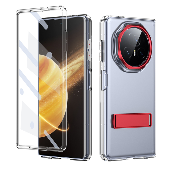 Clear Smartphone Accessories Phone Case for Honor Magic V5 V3 VS3 With Glass Film Integrated Bracket Anti Fall Protection