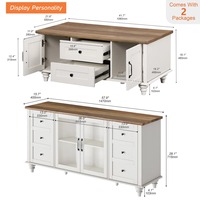 Ensemble de meuble TV et table basse en bois contemporain avec portes en verre, armoires de rangement, meubles confortables pour l'extérieur et la salle à manger