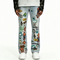 Jeans en denim pour hommes SOONREE, avec plusieurs patchs graphiques, pantalon de style streetwear, fabricant sur mesure OEM