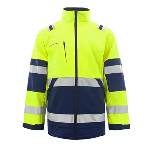 Chaqueta de seguridad personalizada para trabajadores, nueva chaqueta de trabajo de alta visibilidad, reflectante, parpadeante, con cremallera, Polar, venta al por mayor