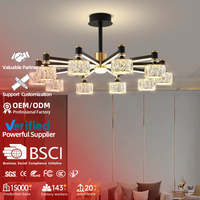 Lustre en cristal LED moderne de luxe en or pour toute la maison, salle de banquet, hall d'hôtel, hauteur réglable, intensité variable