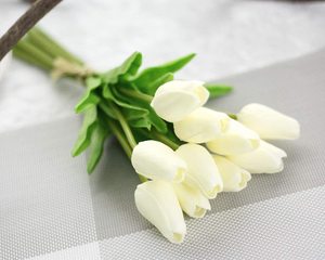 <span class=keywords><strong>Bouquet</strong></span> <span class=keywords><strong>de</strong></span> fleurs artificielles tulipes blanches, 10/30 pièces, véritables Touch, fleurs PU, fleurs en Latex pour <span class=keywords><strong>mariage</strong></span> - Product Image 2