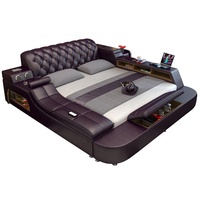 Lit intelligent de luxe, mobilier de chambre à coucher, lit king size, lit de mariage, lit multifonction avec haut-parleur multimédia et massage