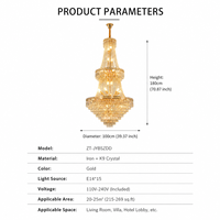 Lampu Gantung Hotel Mewah Modern dengan Ketinggian yang Dapat Disesuaikan, Dilengkapi Kristal LED Chandelier untuk Lobi