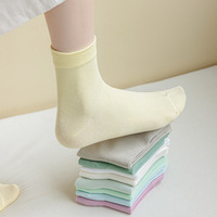 Chaussettes mi-mollet pour femmes, couleur unie, anti-odeur et absorbant la transpiration, chaussettes I, blanches, respirantes et amples, chaussettes longues d'été