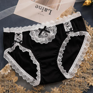 Хит продаж: японские трусики-брифы с бантом, однотонные, сексуальные, кружевные, мягкие, антибактериальные, комфортные, со средней посадкой, для девочек - Product Image 5