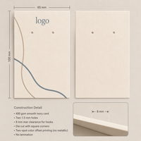 Carte de présentation pour boucles d'oreilles pendantes, imprimée sur mesure, format personnalisé, en carton ivoire lisse 400 g/m², impression bicolore, pour boucles d'oreilles pendantes plates
