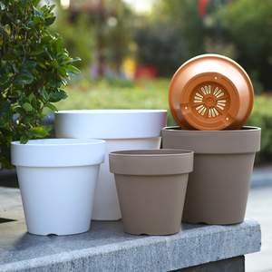 Pots à fleurs en résine, style romain circulaire, avec trou de drainage, pour jardin, bureau ou utilisation au sol. - Product Image 4