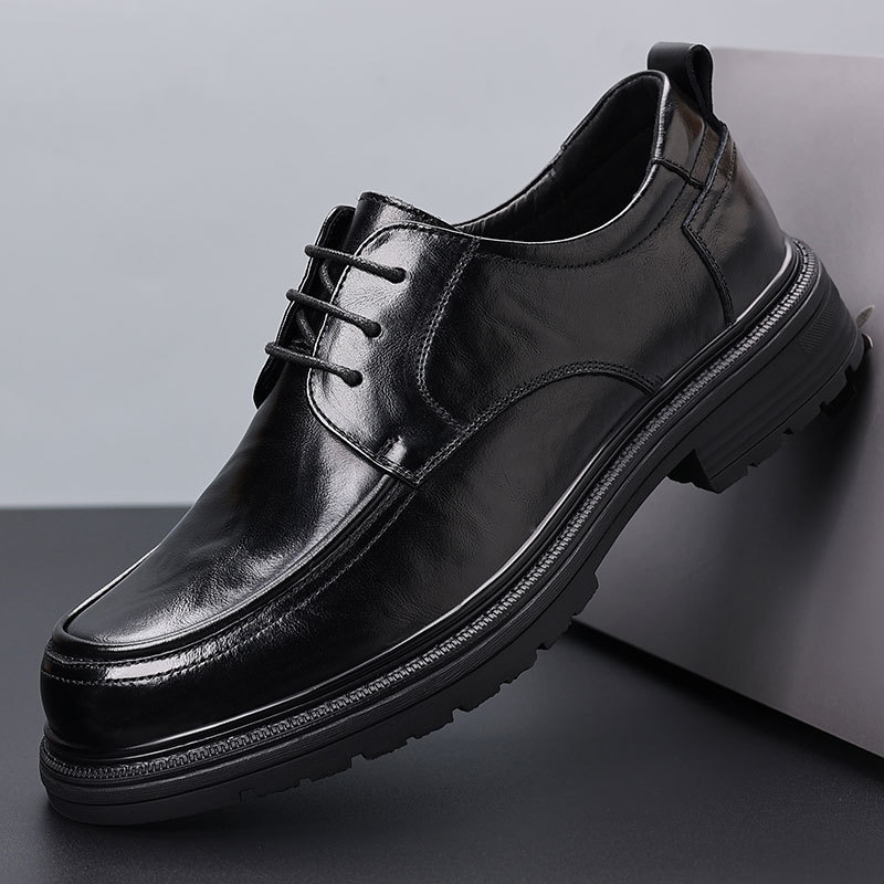 2101 black lace-up-first layer cowhide