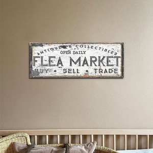 Spot Flea Market Placa de puerta Compra y venta Señal de entrada Estilo retro Placa de madera Decoración de Arte de pared - Product Image 4