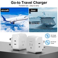 Adaptateur mural PUJIMAX à 3 prises avec prise à 3 broches QC3.0 et convertisseur USB de type C PD pour l'Afrique du Sud et l'Inde