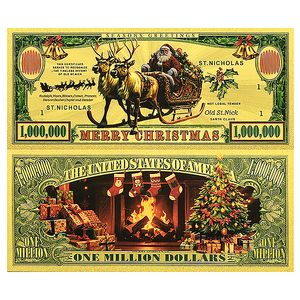 Billet de banque en or 24 carats Noël 2026, 1 000 000 USD, pièce de collection, cadeau de monnaie de Noël pour enfants, décoration familiale, 15x7cm, double face - Product Image 4