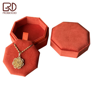 ROGOOD Lüks Turuncu Kadife Sekizgen Ambalaj Kutusu Takı Küpe Kolye Bilezik için Zarif Hediye Kutusu Tatil İçin P1989 - Product Image 6