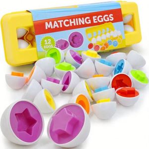 Huevos Educativos, Juego de 12 Piezas de Huevos con Formas y Números para Aprender a Reconocer Colores, Desarrollo de Habilidades Motoras Finas, Juguete Montessori, Regalo - Product Image 1