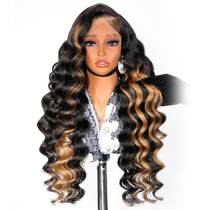 Perruques de cheveux humains à texture rebondissante et bouclée blonde élégante 13*6 perruques avant en dentelle pour femmes noires perruques de luxe exclusives - Product Image 1