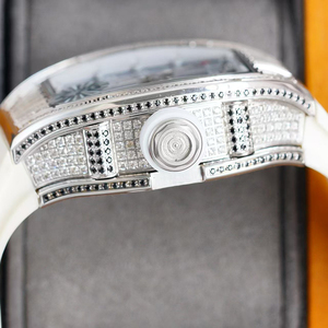 Nuevo Reloj Mecánico de Lujo para Hombre, Forma Tonneau, Movimiento Automático Esqueleto, Diamantes Baguette, Reloj de Pulsera con Incrustaciones de Diamantes - Product Image 3