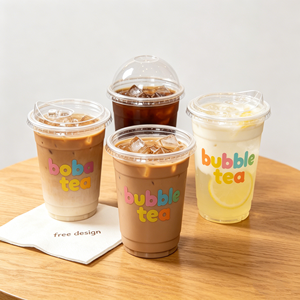 แก้วพลาสติก PET PP แบบใช้ครั้งเดียว ขนาด 500 มล. ผนังชั้นเดียว เส้นผ่านศูนย์กลาง 98 มม. 90 มม. สำหรับกาแฟเย็น สมูทตี้ ปาร์ตี้ น้ำมะนาว เครื่องดื่มเย็น รับทำโลโก้ - Product Image 1