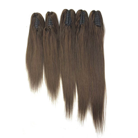 Extension de cheveux humains à clip, queue de cheval, Remy, double trame, cheveux indiens, style lisse/ondulé, vente en gros