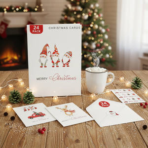 Paquete de 24 Tarjetas de Felicitación Navideñas con Sobres y Pegatinas, 8 Diseños Minimalistas y Mensajes Festivos de 4x6 Pulgadas - Product Image 3