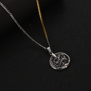 Collar de acero inoxidable con colgante de calavera y serpiente para hombre SP907 - Product Image 2