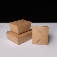Boîte à lunch en papier avec logo personnalisé, boîte à bento jetable pliable en kraft, emballage écologique biodégradable en gros OEM