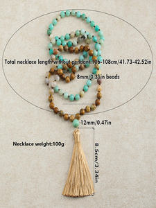 <span class=keywords><strong>Collana</strong></span> da <span class=keywords><strong>uomo</strong></span> con nappa, stile retrò bohémien, personalizzabile, con 108 perle di gemme naturali da 8 mm e <span class=keywords><strong>pietre</strong></span> da 12 mm, per yoga e meditazione. - Product Image 6