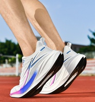 Zapatillas de Running para Hombre con Placa de Carbono Genuina, Superficie de Malla Transpirable, para Maratón, Carreras, Deportivas, de Alto Rendimiento, Verano