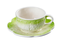 Plateau en céramique en forme de feuille de chou vert avec support lapin blanc mignon pour décoration de fête