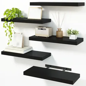 Estantes flotantes para el hogar Estante de pared de 15,6 pulgadas Juego de 3 estantes colgantes con soportes Decoración de pared para baño Dormitorio - Product Image 5
