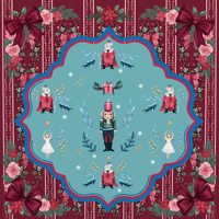 Tapis de jeu de Mahjong de Noël motif Casse-Noisette, Roi des Souris, Danseur de Ballet, avec bordure florale et nœud, sous-main carré