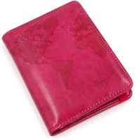 Étui de protection de passeport, accessoire pour voyageurs anti RFID, portefeuille de voyage, fait avec carte rose, Crazy Horse, en cuir PU, pour hommes et femmes